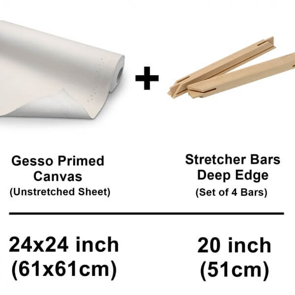set of unstretched canvas cotton sheet with deep edge stretcher bars